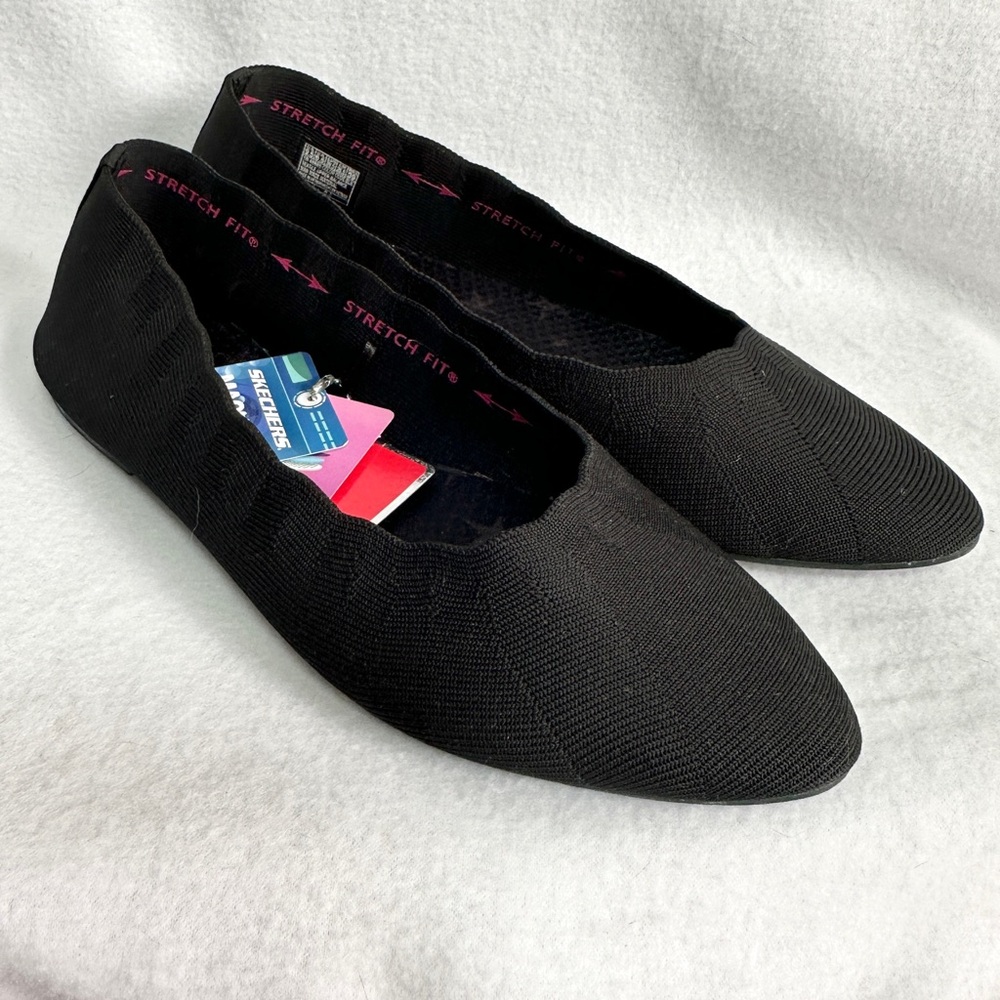 Skecher Ballet Flats 9.5 Black Cleo Bewitch Comfort Shoes Memory Foam New
